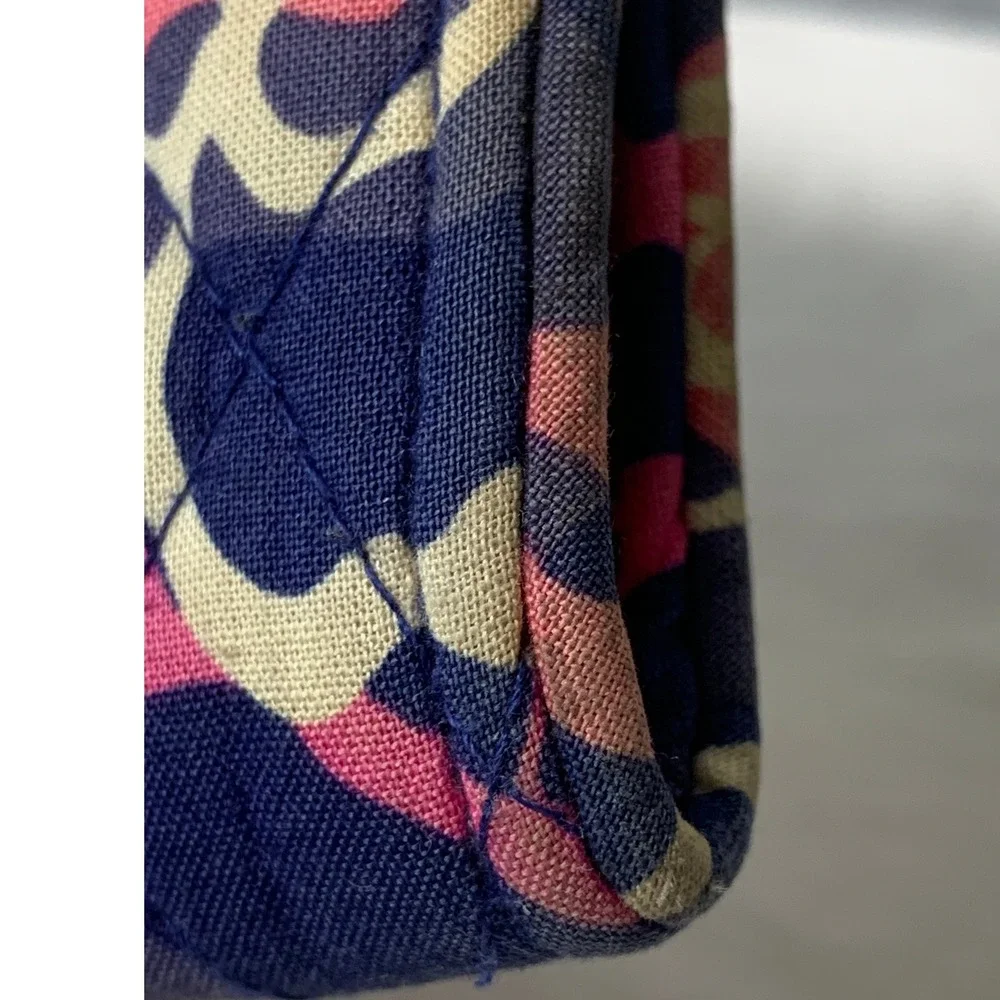 Vera Bradley Quilted Cotton Crossbody Bag Navy Pink Floral Geometric Print#899